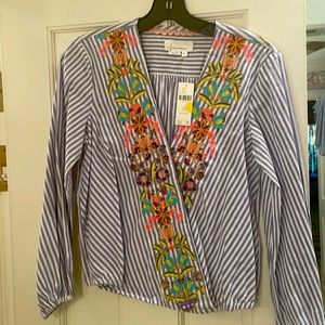 Anthropologie embroidered blouse - petite